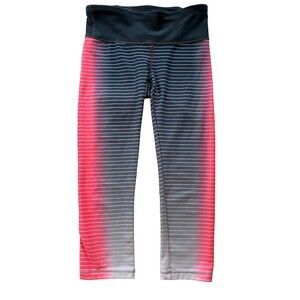 Gap Fit Women's ombre striped Gray/White/coral capir leggings size XS w/ pocket